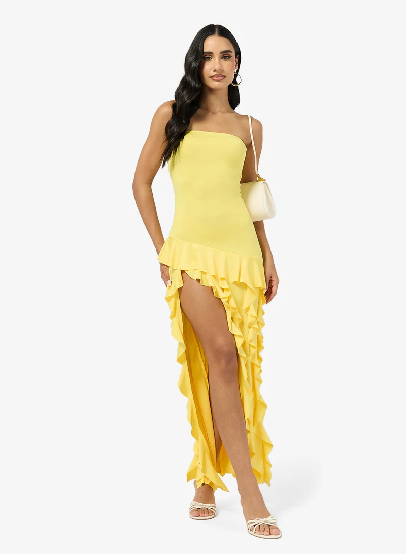 Ginger  Bandeau Waterfall Ruffle Dropwaist Dress for Women | Best Price UAE